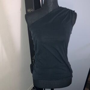 a new day Black One-Shoulder Tank Top